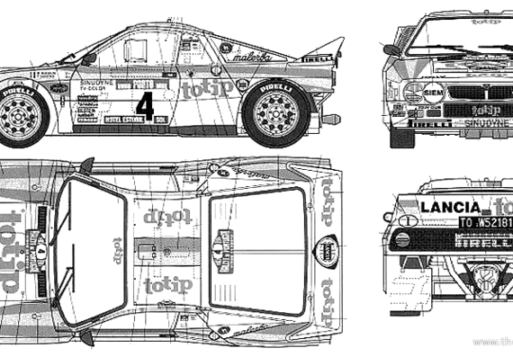 Lancia 037 Rally (1984) - Лянча - чертежи, габариты, рисунки автомобиля