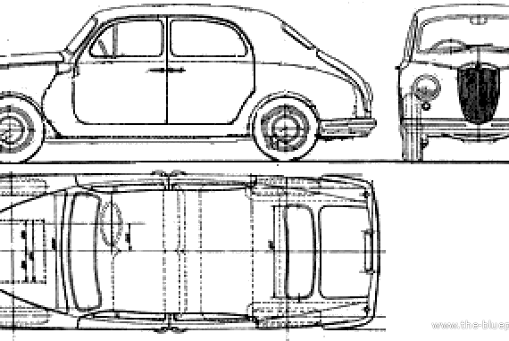 Lancia Appia (1954) - Лянча - чертежи, габариты, рисунки автомобиля