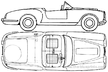 Lancia Aurelia B24 Spider (1955) - Лянча - чертежи, габариты, рисунки автомобиля
