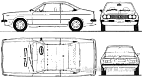 Lancia Beta Coupe 1300 (1977) - Лянча - чертежи, габариты, рисунки автомобиля