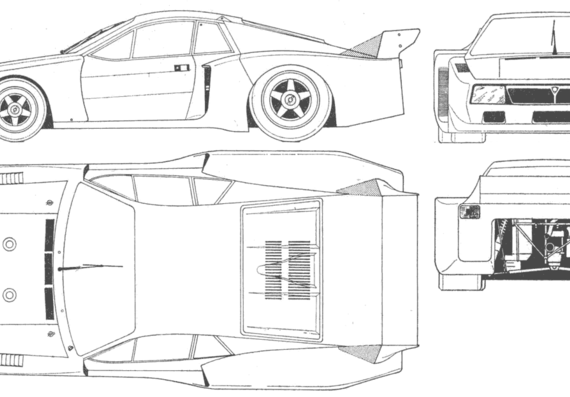 Lancia Beta Montecarlo Turbo - Лянча - чертежи, габариты, рисунки автомобиля