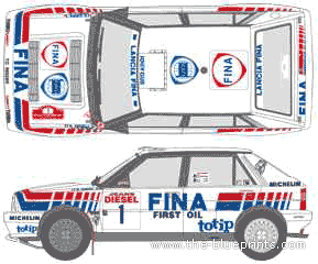 Lancia Dedra HF 16v WRC (1991) - Лянча - чертежи, габариты, рисунки автомобиля