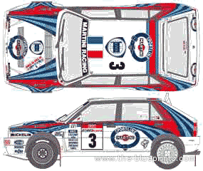 Lancia Dedra HF 16v WRC (1992) - Лянча - чертежи, габариты, рисунки автомобиля