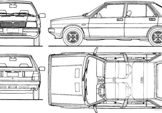 Lancia Delta 1600L (1979) - Лянча - чертежи, габариты, рисунки автомобиля
