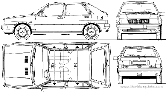 Lancia Delta GT ie - Liancha - drawings, dimensions, pictures of the car