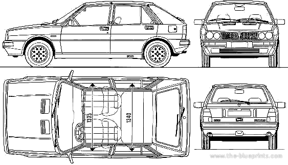 Lancia Delta HF 4WD (1989) - Лянча - чертежи, габариты, рисунки автомобиля