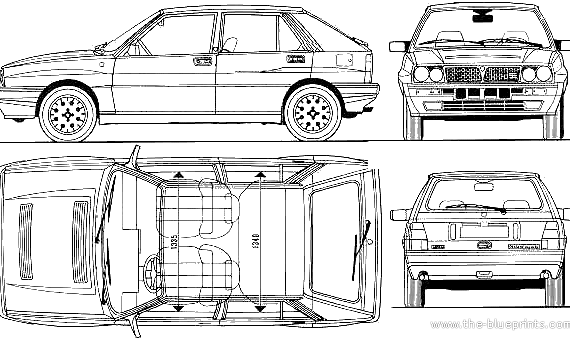 Lancia Delta HF Integrale 16v - Лянча - чертежи, габариты, рисунки автомобиля