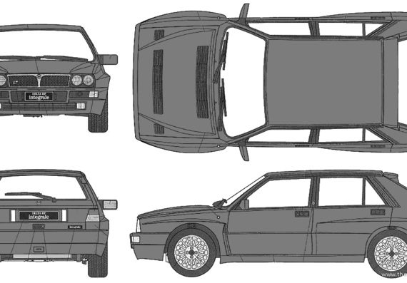 Lancia Delta HF Integrale Evoluzione - Лянча - чертежи, габариты, рисунки автомобиля