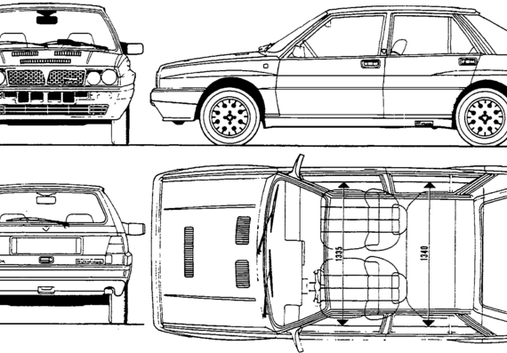 Lancia Delta Integrale Evo (1991) - Лянча - чертежи, габариты, рисунки автомобиля