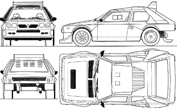 Lancia Delta S4 (1986) - Лянча - чертежи, габариты, рисунки автомобиля