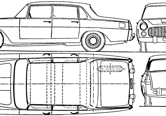 Lancia Flaminia 2.8 Berlina (1968) - Лянча - чертежи, габариты, рисунки автомобиля