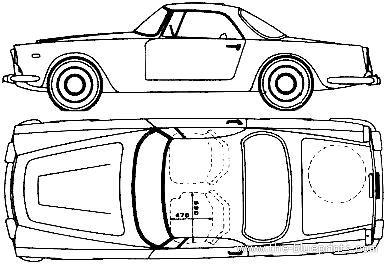 Lancia Flaminia Coupe GT (1963) - Лянча - чертежи, габариты, рисунки автомобиля