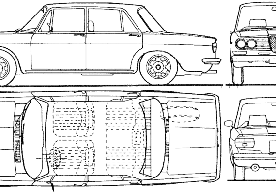 Lancia Flavia Berlina S2 (2000) - Лянча - чертежи, габариты, рисунки автомобиля