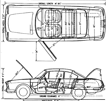 Lancia Flavia Coupe (1964) - Лянча - чертежи, габариты, рисунки автомобиля