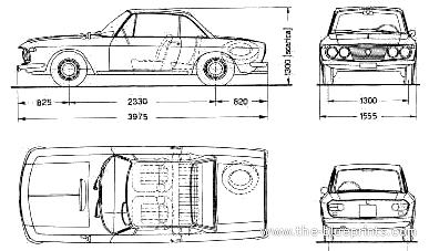 Lancia Fulvia Coupe Rallye 1.3S S2 - Лянча - чертежи, габариты, рисунки автомобиля