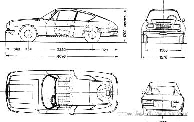 Lancia Fulvia Sport Zagato - Лянча - чертежи, габариты, рисунки автомобиля