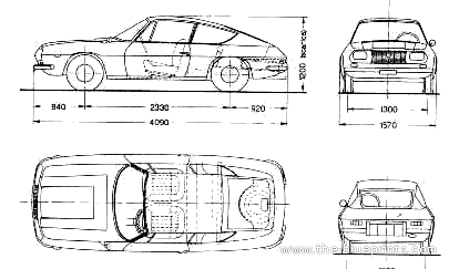 Lancia Fulvia Sport Zagato 1.3 - Лянча - чертежи, габариты, рисунки автомобиля