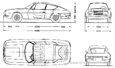 Lancia Fulvia Sport Zagato 1.3S S2 - Лянча - чертежи, габариты, рисунки автомобиля