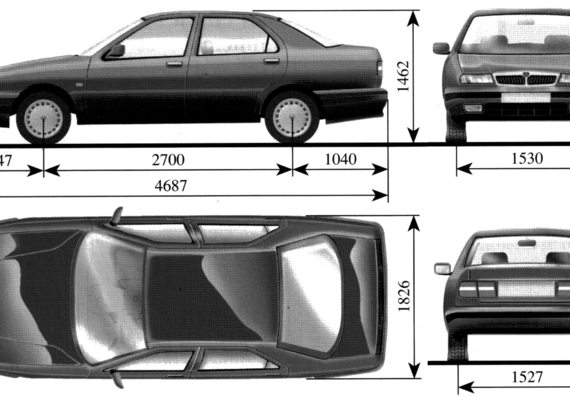 Lancia Kappa - Лянча - чертежи, габариты, рисунки автомобиля