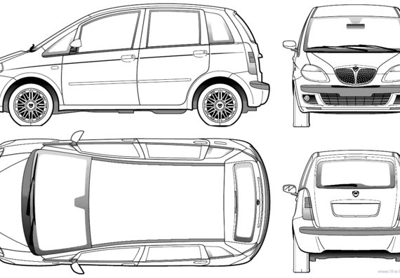 Lancia Musa (2005) - Лянча - чертежи, габариты, рисунки автомобиля