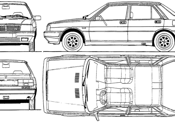 Lancia Prisma 4WD (1991) - Лянча - чертежи, габариты, рисунки автомобиля