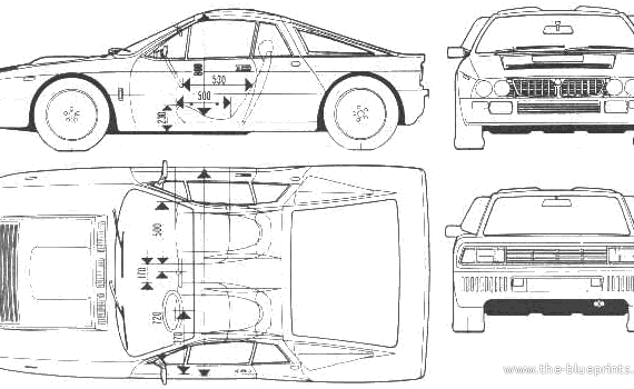 Lancia Rally - Лянча - чертежи, габариты, рисунки автомобиля