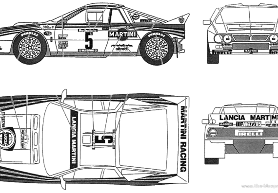 Lancia Rally 037 Martini - Лянча - чертежи, габариты, рисунки автомобиля