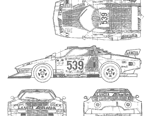 Lancia Stratos Turbo - Лянча - чертежи, габариты, рисунки автомобиля