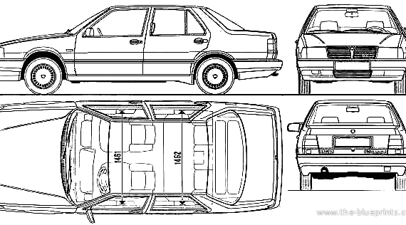 Lancia Thema 2.0 ie (1988) - Лянча - чертежи, габариты, рисунки автомобиля