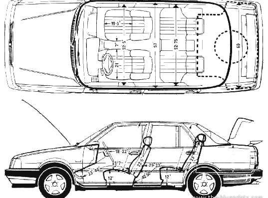 Lancia Thema 8.32 - Лянча - чертежи, габариты, рисунки автомобиля