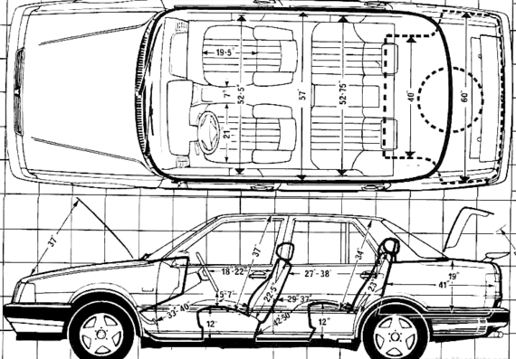 Lancia Thema 8.32 (1988) - Лянча - чертежи, габариты, рисунки автомобиля