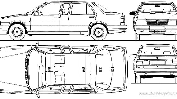 Lancia Thema Limousine (1989) - Лянча - чертежи, габариты, рисунки автомобиля