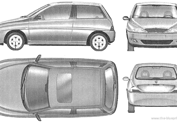 Lancia Y (2003) - Лянча - чертежи, габариты, рисунки автомобиля