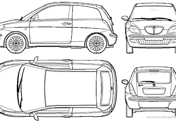 Lancia Ypsilon (2005) - Лянча - чертежи, габариты, рисунки автомобиля