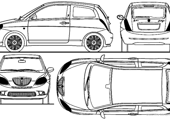 Lancia Ypsilon (2009) - Лянча - чертежи, габариты, рисунки автомобиля
