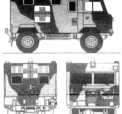Land Rover 101 FC Ambulance 1ton - Ленд Ровер - чертежи, габариты, рисунки автомобиля
