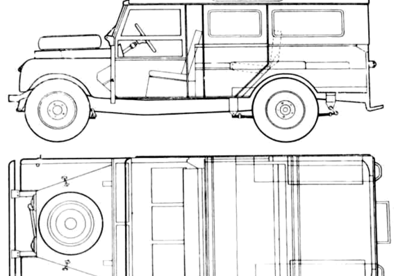 Land Rover 107 - Ленд Ровер - чертежи, габариты, рисунки автомобиля