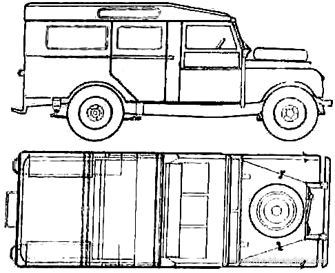 Land Rover 107 S1 (1956) - Ленд Ровер - чертежи, габариты, рисунки автомобиля