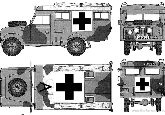 Land Rover 109 Ambulance - Ленд Ровер - чертежи, габариты, рисунки автомобиля