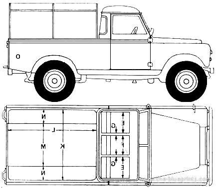 Land Rover 109 Pick-up (1969) - Ленд Ровер - чертежи, габариты, рисунки автомобиля
