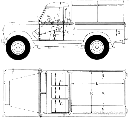 Land Rover 109 S2 Pick-up (1969) - Ленд Ровер - чертежи, габариты, рисунки автомобиля