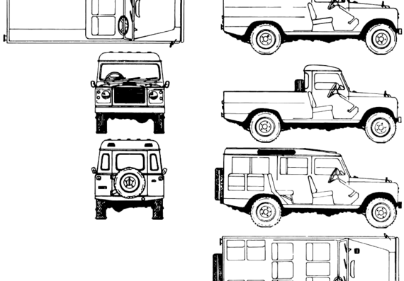Land Rover 109 Santana (1975) - Ленд Ровер - чертежи, габариты, рисунки автомобиля