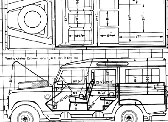 Land Rover 109 V8 (1980) - Ленд Ровер - чертежи, габариты, рисунки автомобиля