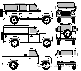 Land Rover 110 (1994) - Ленд Ровер - чертежи, габариты, рисунки автомобиля