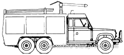 Land Rover 110 6x6 Fire Truck - Ленд Ровер - чертежи, габариты, рисунки автомобиля