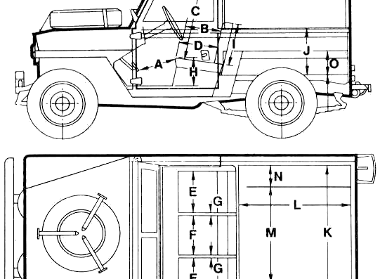 Land Rover 88 Military (1980) - Ленд Ровер - чертежи, габариты, рисунки автомобиля