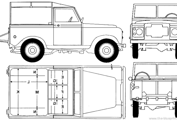 Land Rover 88 S2 (1973) - Ленд Ровер - чертежи, габариты, рисунки автомобиля