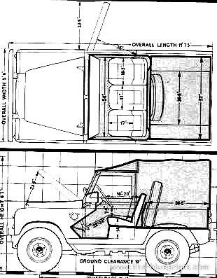 Land Rover 88 SWB (1973) - Ленд Ровер - чертежи, габариты, рисунки автомобиля