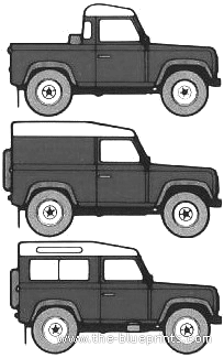 Land Rover 90 - Ленд Ровер - чертежи, габариты, рисунки автомобиля