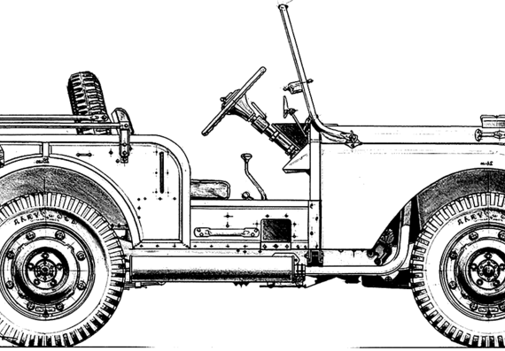 Land Rover Centre Steer (1947) - Ленд Ровер - чертежи, габариты, рисунки автомобиля